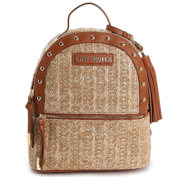 Steve Madden BJasmin Faux Leather Trim Backpack - Picture 1 of 8